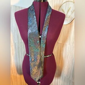 Brittania Floral Men’s Necktie in Dark Grey Teal and Purple Tones